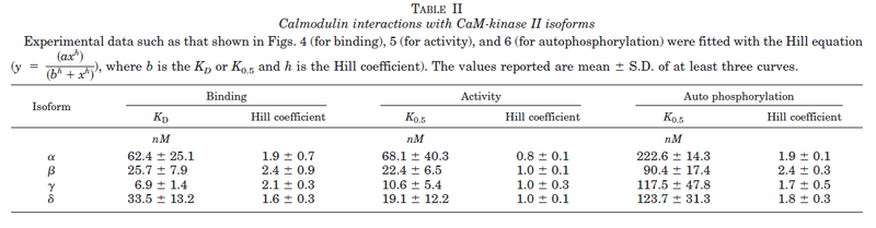 TABLE II Calmodulin interactions with CaM-kinase II isoforms